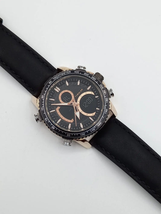 Tubular Dual Display Sports Watch – Rose Gold & Black Edition