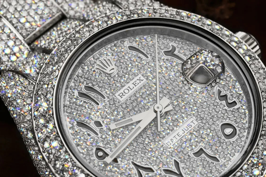 Iced-Out Rolex Datejust – Diamond Pave & Arabic Numeral Edition
