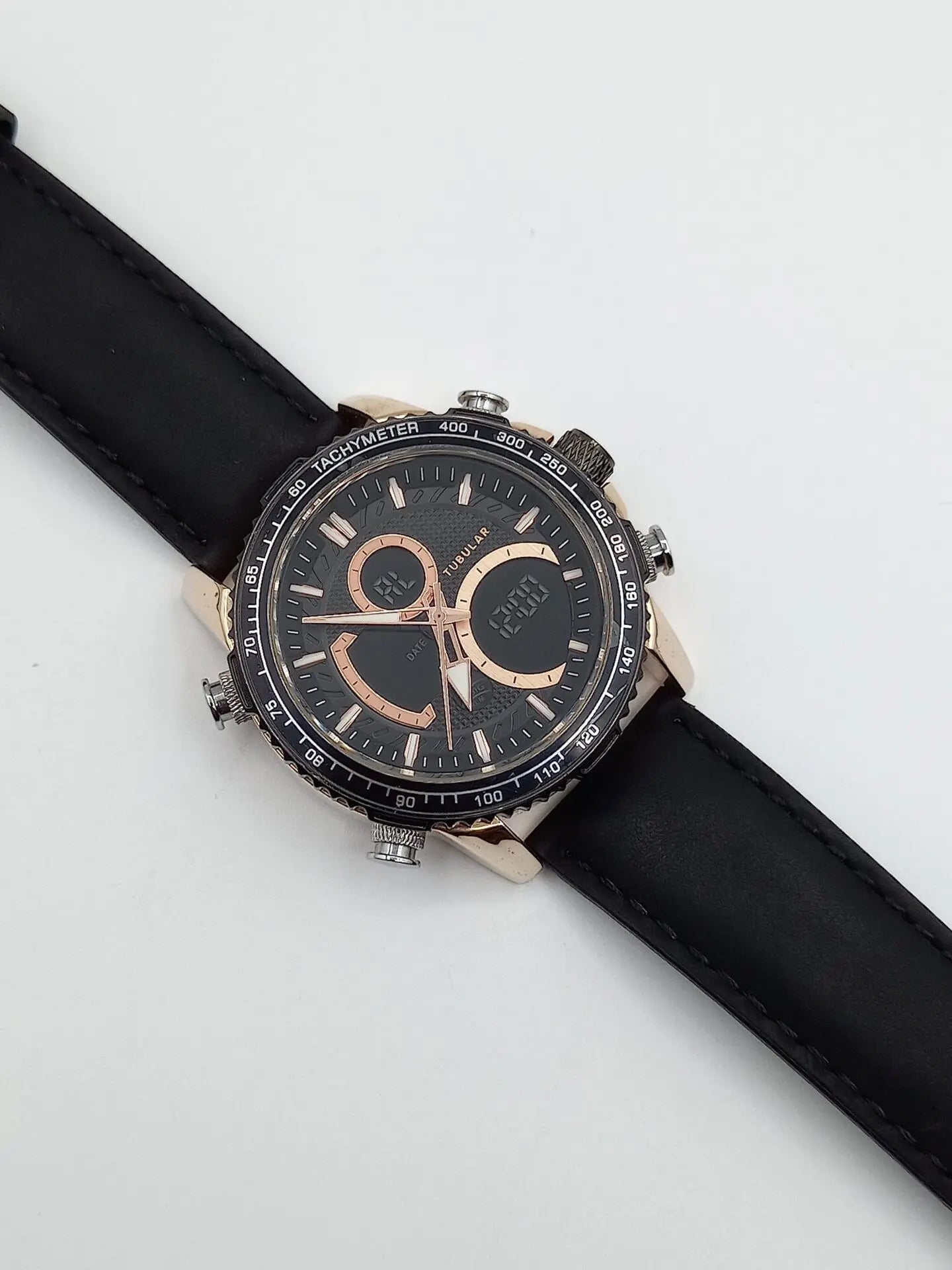 Tubular Dual Display Sports Watch – Rose Gold & Black Edition
