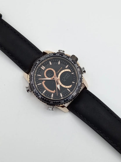 Tubular Dual Display Sports Watch – Rose Gold & Black Edition